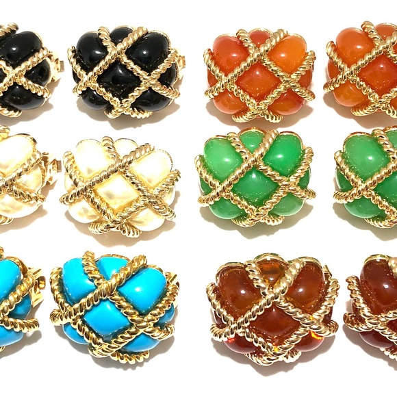 Kenneth Jay Lane Jewelry - KENNETH JAY LANE, GOLD ROPE QUILTED RESIN CLIP EAR
